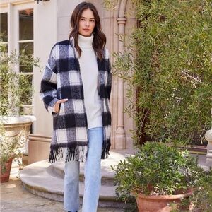 Karen Kane Plaid Fringe Jacket